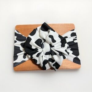 Black and White Cow Print toddler Bow Headband